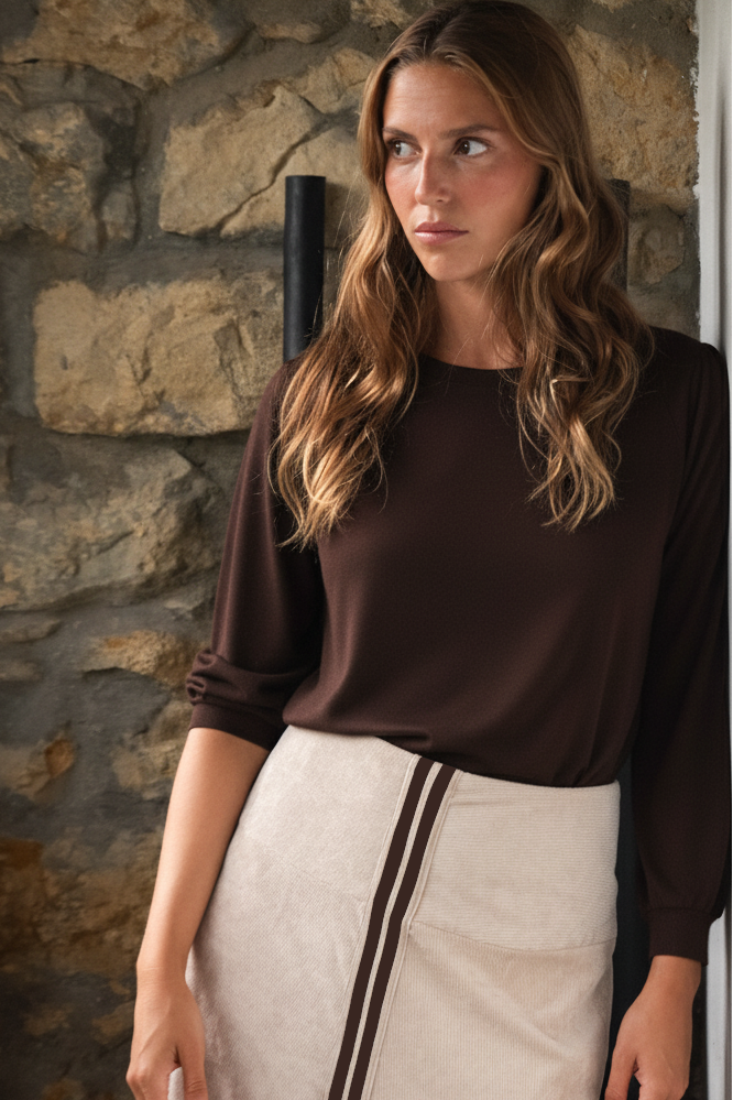 FALDA OPORTO BEIGE CINTA MARRÓN