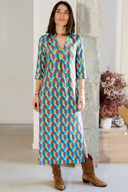 VESTIDO LONDRES MOSAICO PISTACHO.