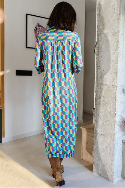 VESTIDO LONDRES MOSAICO PISTACHO.