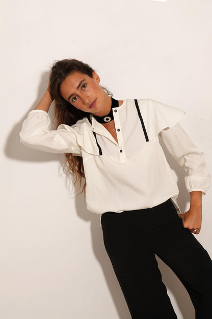 CAMISA SUIZA ALERONES MARFIL