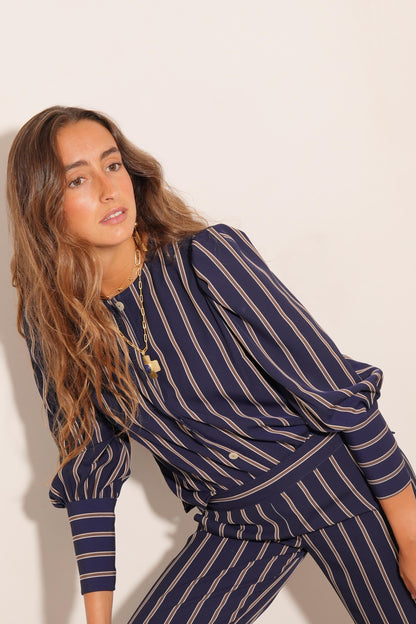CAMISA BULGARIA RAYAS MARINO