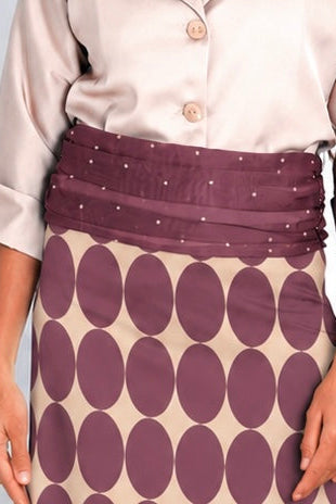 FAJÍN DRAPEADO LUNARES BERENJENA. PRE-ORDER.