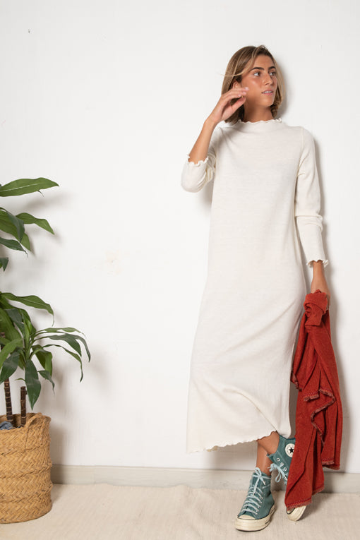 VESTIDO BAQUEIRA HUESO.