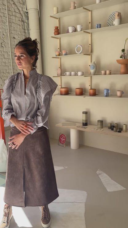 CAMISA SORIA RAYAS MARRON